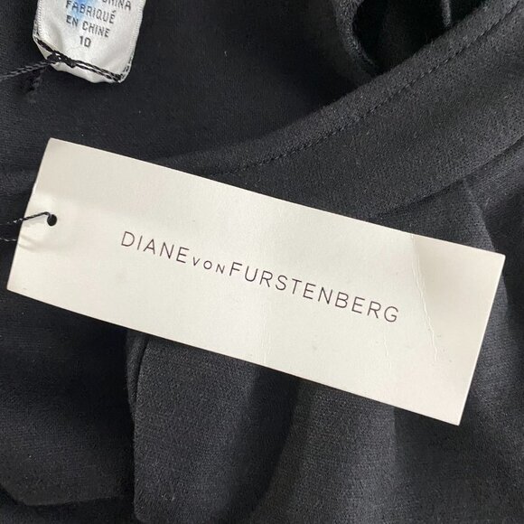 Diane Von Furstenberg Thane Dress Wool Blend Black NWT‎ Women's Size 10 - Picture 7 of 11